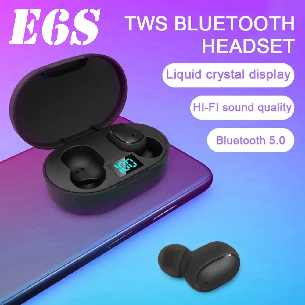 

E6S TWS True Wireless Earbuds Sports Headphones In Ear Handsfree Earphone Fone De Ouvido 5.0 Bluetooth Headset For Mobile Phone