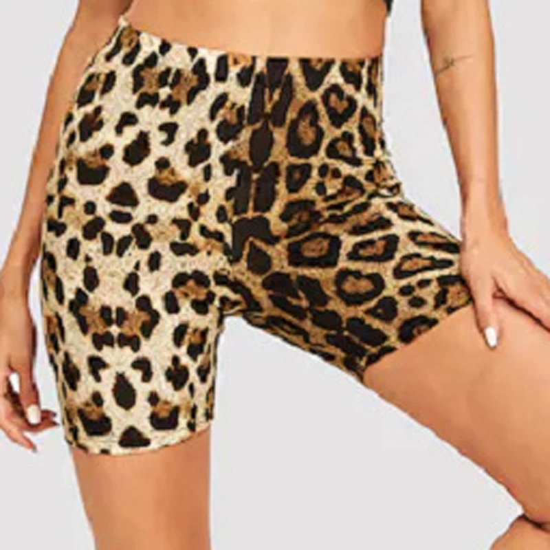 

Fashion Leopard Print Women Shorts Casual Fitness Short For Lady Women High Waist Casual Biker short femme