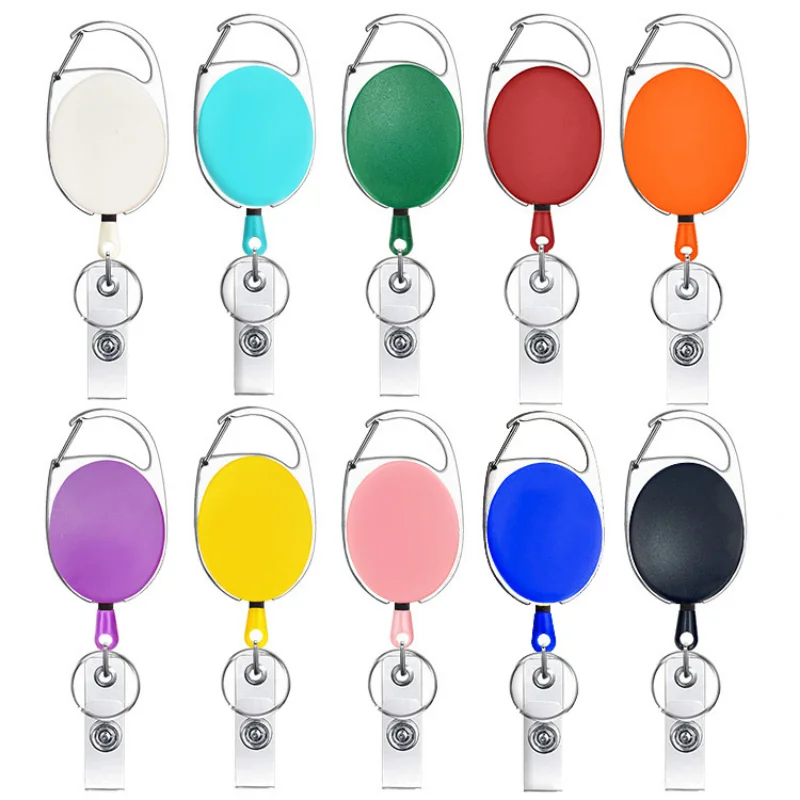 1pc Colored Zinc Alloy Stretchable Badge Reel Women Men Staff Work Card Holder Clips Multifunction Keychain Card Sleeve Buckle