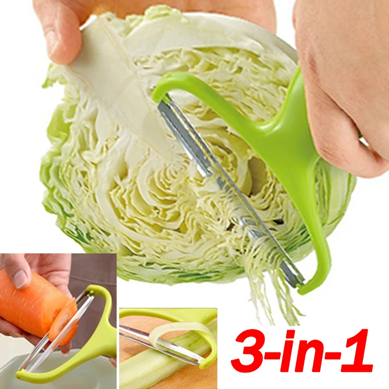 

3-IN-1 Stainless Steel Peeler Fruit Peeling Knife Cabbage Potato Carrot Cucumber Graters Sharp Vegetable Shredder Kitchen Tools