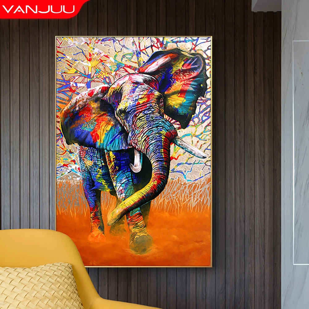 

VANJUU 5D Diamond painting Animal Full Drill painted elephant Diamond Mosaic DIY Diamond Embroidery Rhinestones Home Decor Gift