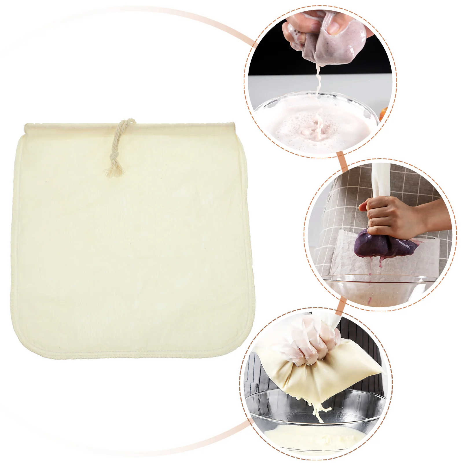 

Filter Drawstring Bag Strainer Coffee Milk Cotton Fabric Reusable Cold Brew