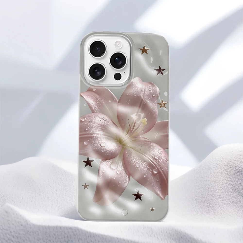 Фото Прозрачный гибкий чехол Pink Lily Star Gray с защитой от царапин и ударов для iPhone 14 13 11 15 16 17 Pro Air Plus №1