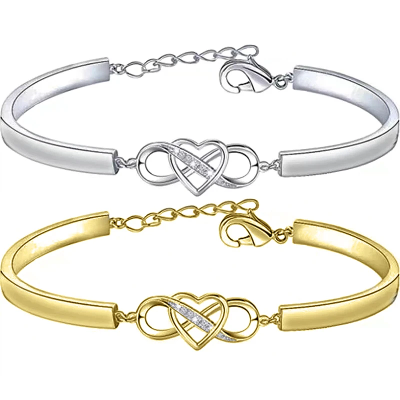 Infinity Heart Bracelet Bangle Crystal Love Forever Symbol Charm Bracelets For Women Mothers Days Gifts