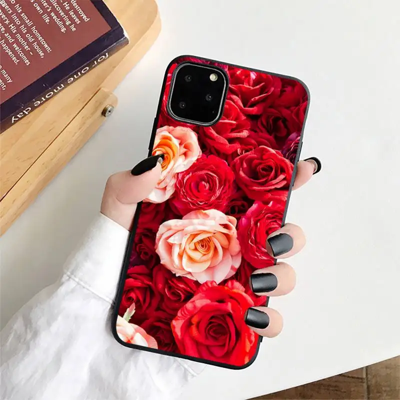 Чехол для телефона FHNBLJ с ярко-красными розами и цветами iPhone 11 12 13 mini pro XS MAX 8 7 6 6S Plus X