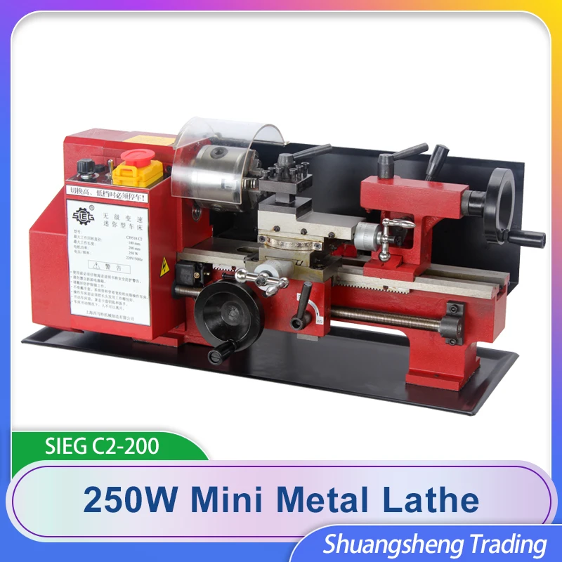 

Mini Precision Metal Lathe/SIEG 250W motor+C2-200mm 2500RPM Variable Speed Mini Lathe/working length Micro Wood & Metal Lathe