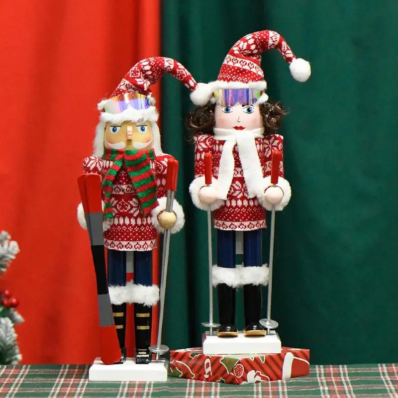 Украшения для орехов 15 дюймов рождественские лыжные снеговики деревянные