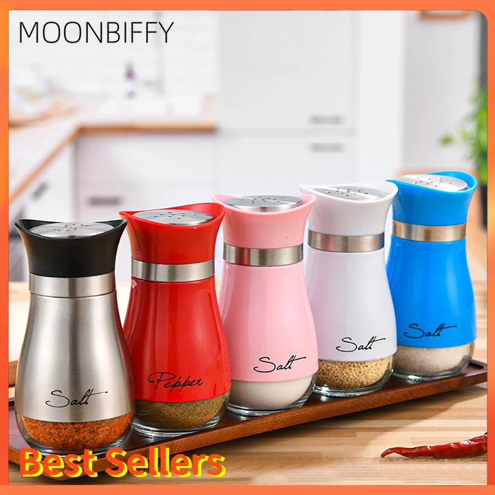 

Stainless Steel Seasoning Shaker Salt and Pepper Glass Bottom Spice Dispenser Pepper Shaker Seasoning Shaker Salt Shaker BBQ Set