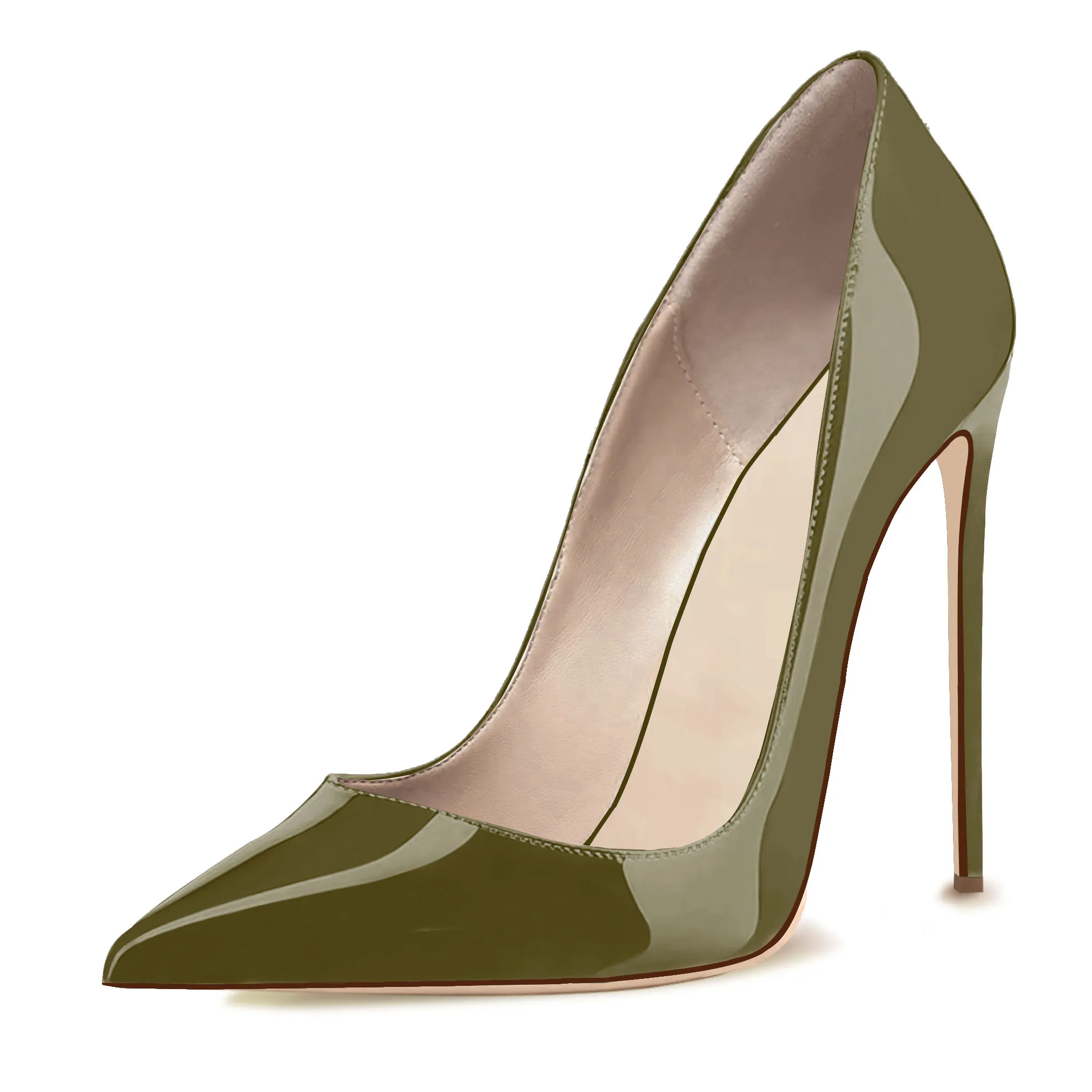 

Женские классические туфли-лодочки Odernee из лакированной кожи, 12 см, с острым носком