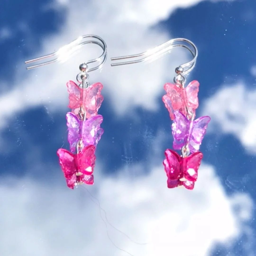 

Real 925 Sterling Silver butterfly Earrings for Women Creative Small Circle Round Earring Piercing Earring Jewelry pendiente