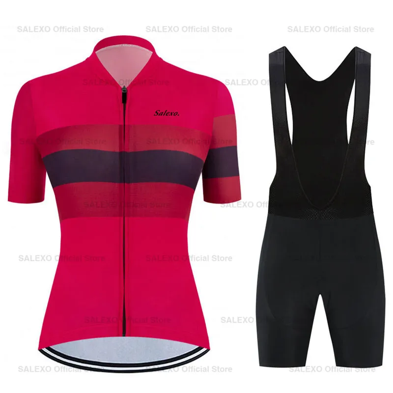 

2022 Salexo Cycling Clothing Women Road Bike Shirts Suit Summer Bicycle Cycling Jersey Bib Shorts Sets MTB Wear Maillot Culotte