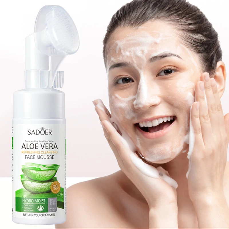 

Aloe Vera Foam Cleanser Face Wash Facial Pore Cleaner Moisturizing Whitening Oil Control Acne Treatment Deep Cleansing Cosmetics