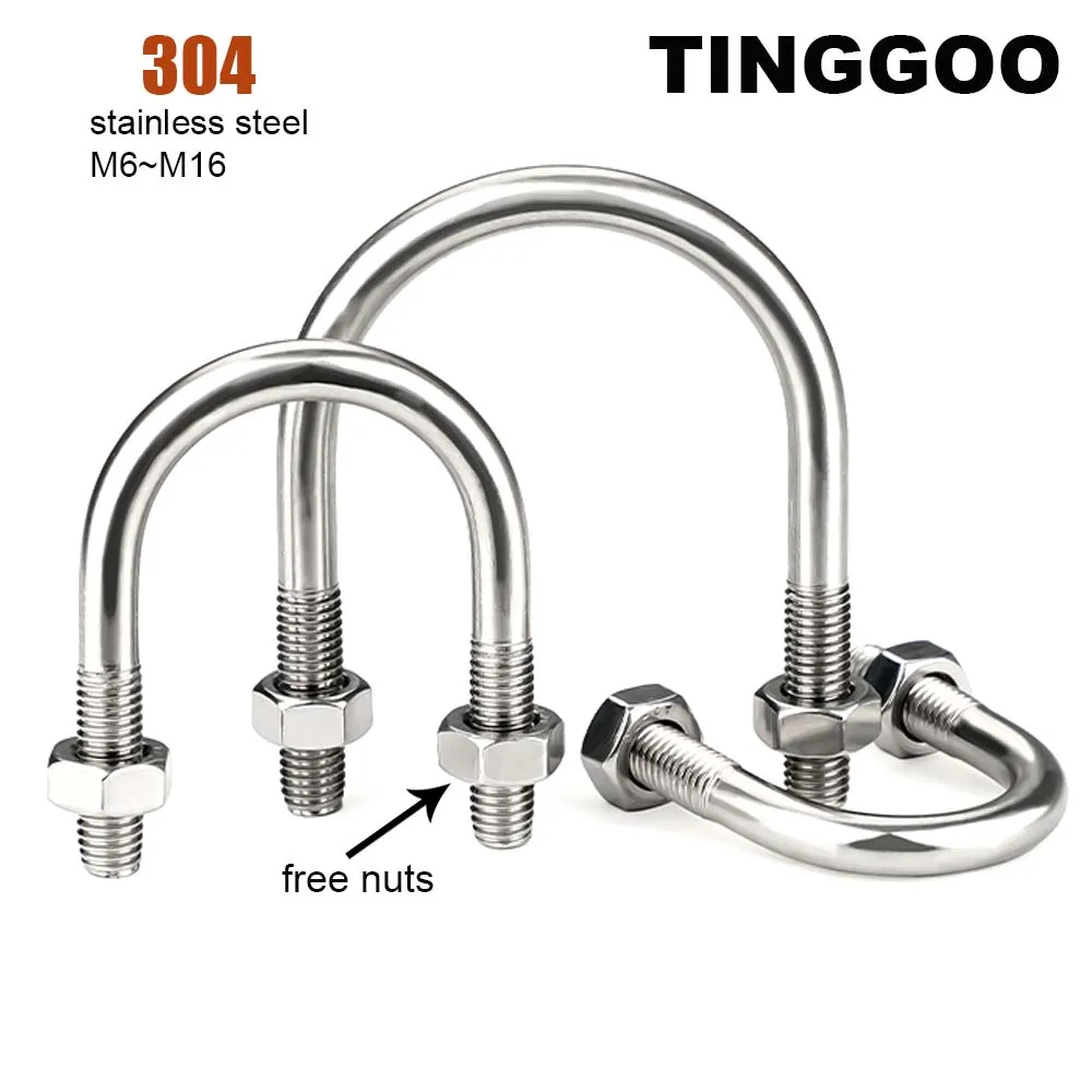 1/2 шт. U-образные болты из нержавеющей стали 304 с гайками, обруч, лошадь M6 M8 M10 M12, U-образные винты для строительной установки, крепеж
