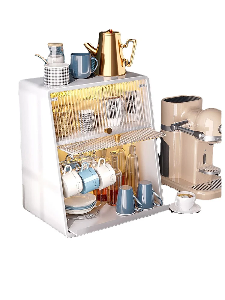 

zqDust-Proof Cup Storage Rack Light Luxury Cup Holder Living Room Office Desk Surface Panel Cabinet