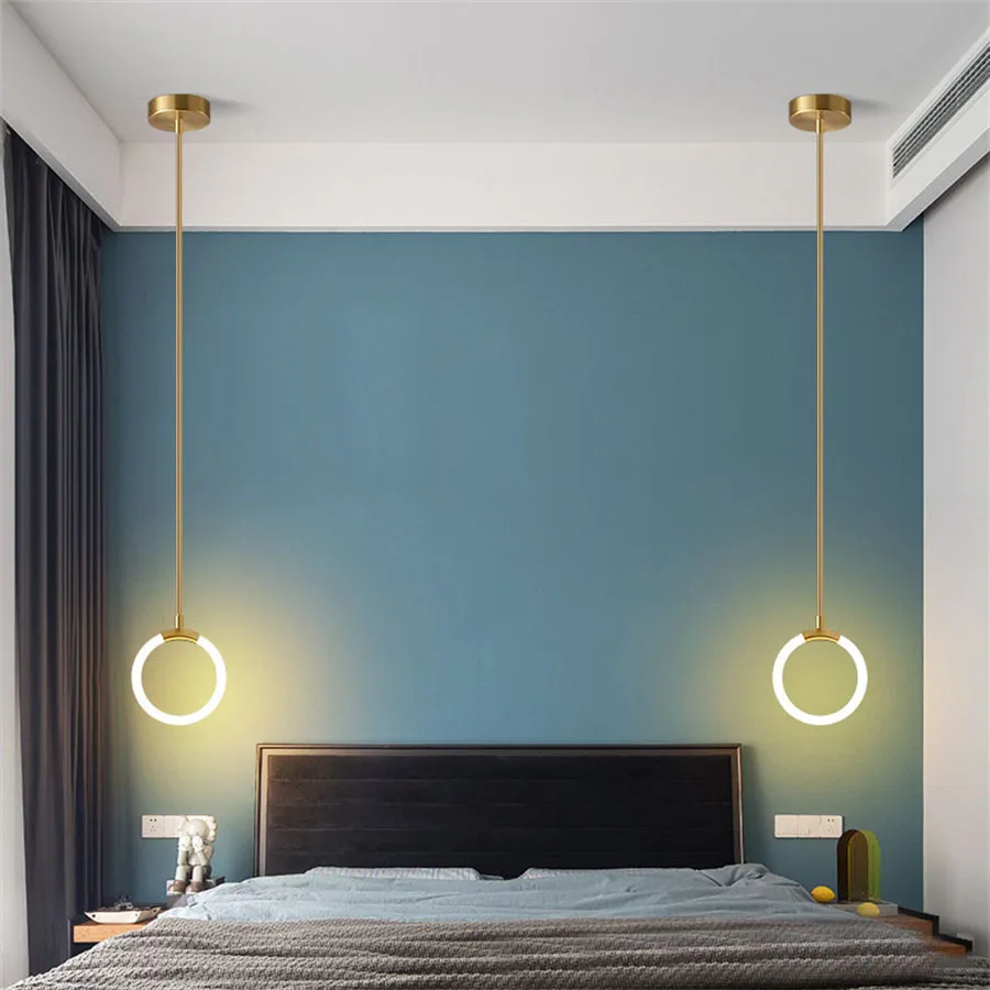 

Dia15+20CM Nordic Simple Bar Pendant light Luxury Circle Ring Hanging lamp Restaurant Dining Room Bar Shop Pendant Lamps