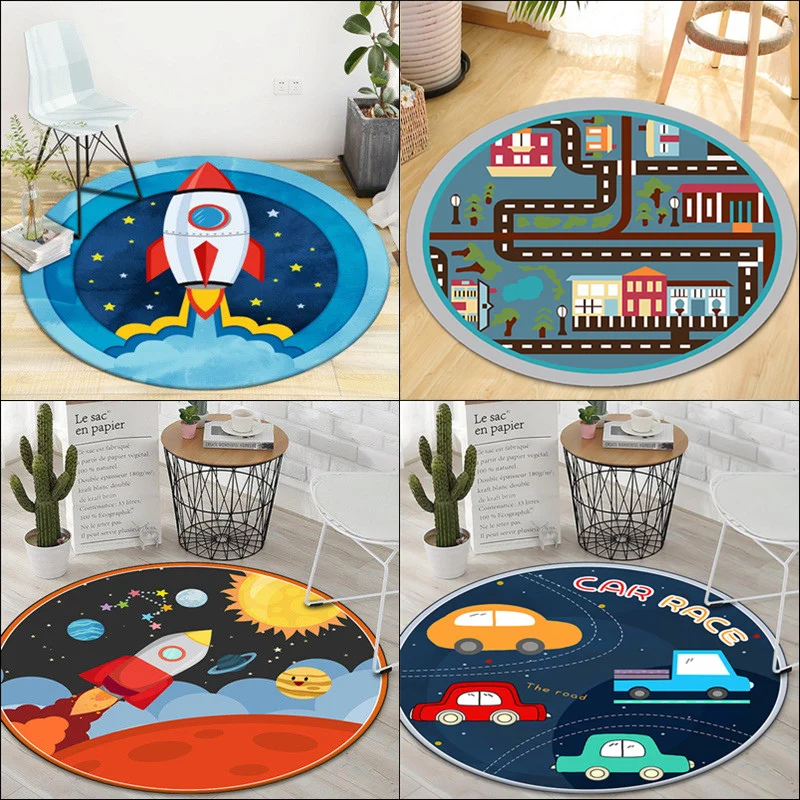 

Cute Cartoon Children's Room round Carpet Bedroom Study Computer Chair Ergonomic Chair Mat Tent Hanging Basket Floor Mat