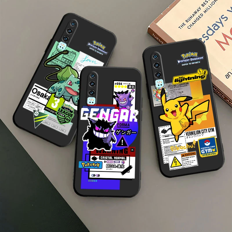 

Pokemons Pikachus Gengar Cute Phone Case For Huawei P50 P40 P30 P20 Lite 5G Nova Plus 9 SE Pro 5T Y9S Y9 Prime Y6 Balck TPU