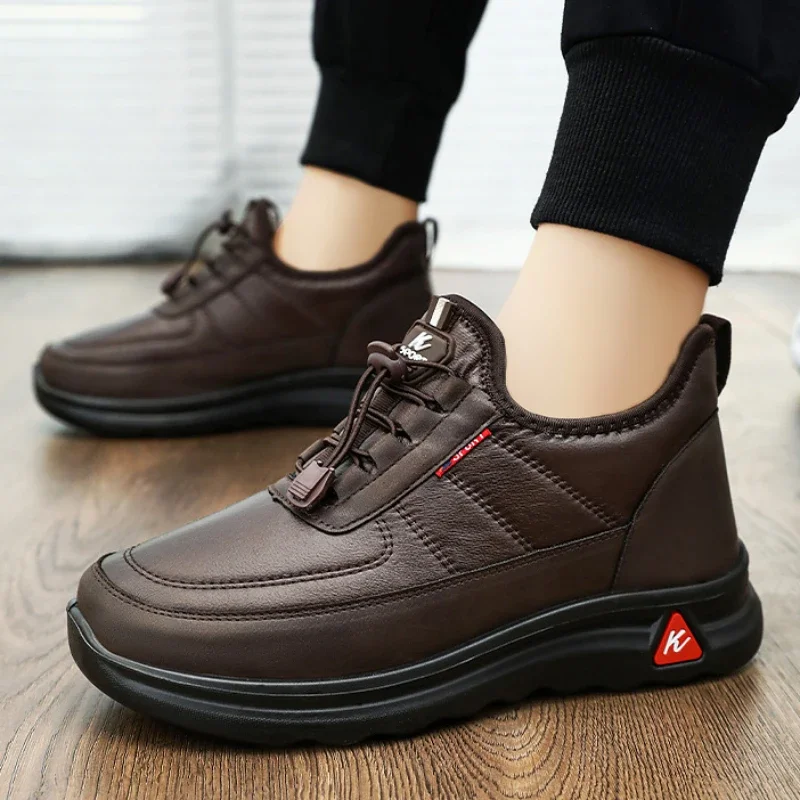 Зимние кожаные мужские ботинки на меху