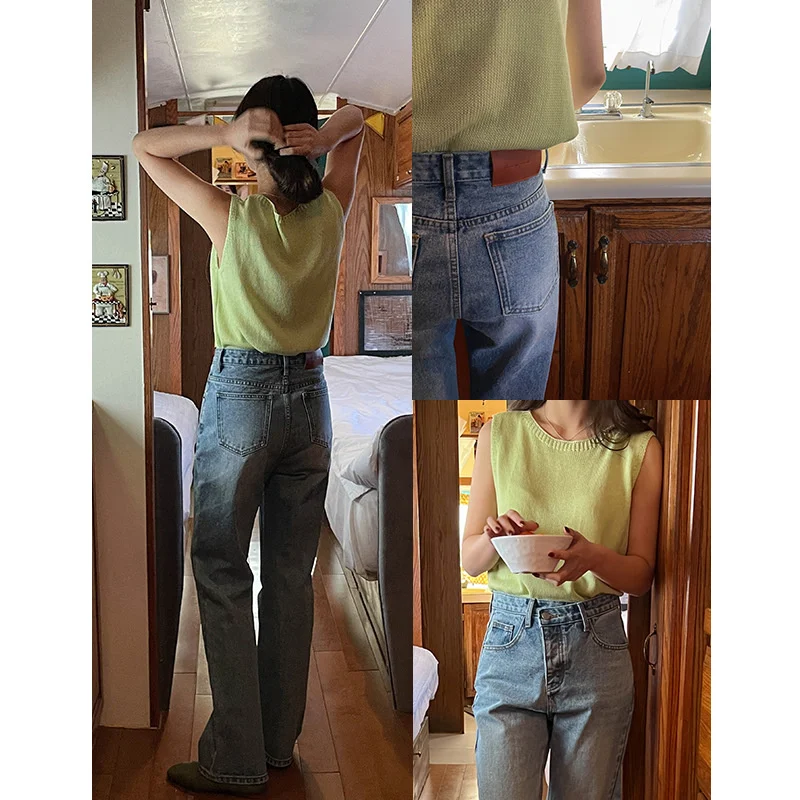 Женский трикотажный жилет с круглым вырезом весна 2022 |