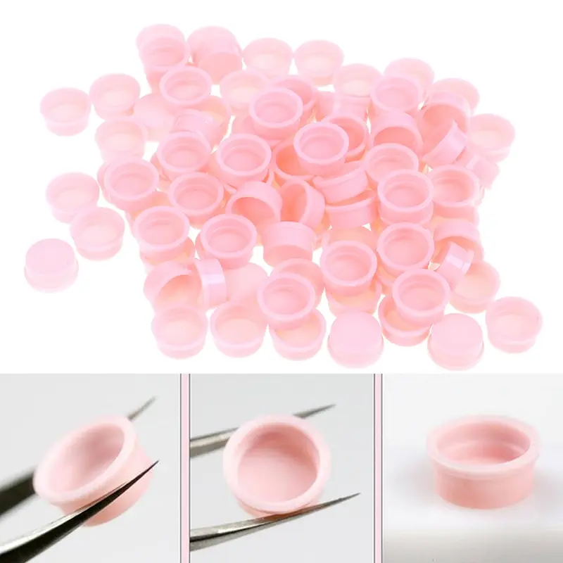 

100Pcs Plastic Glue Cup Fan Extension Disposable False Eyelashes Blossom Ring Cup Planting Grafting Rapid Bloom