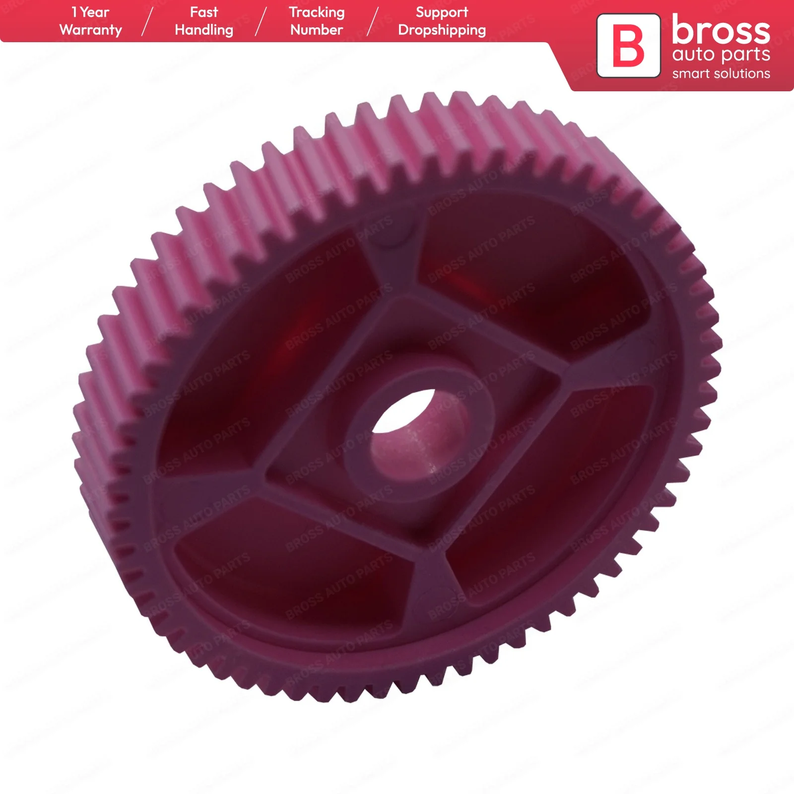 

Bross BWR5270 Power Window Regulator Motor Roll Inner Gear for Volvo 200 Series 240 260. Teeth Number: 60; Diameter: 63.65 mm