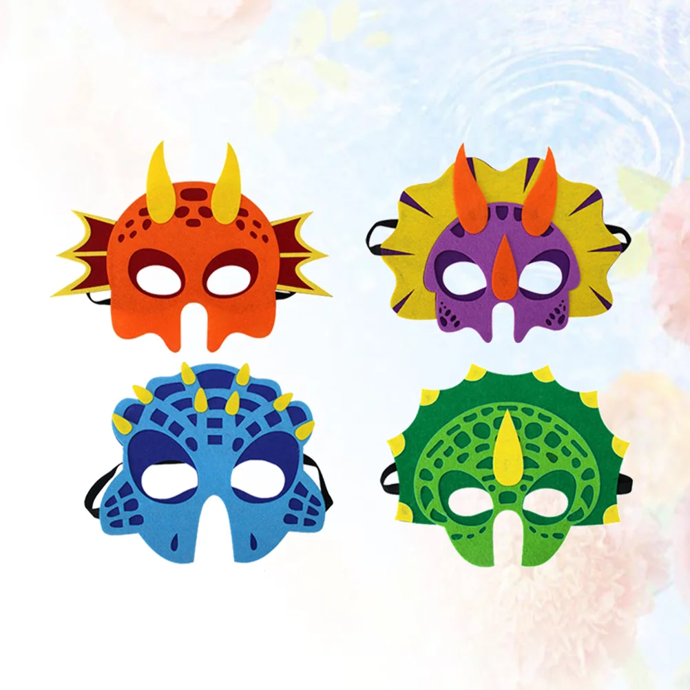 4 шт. детская маска динозавра с эластичными ремнями забавная фетровая тканевая