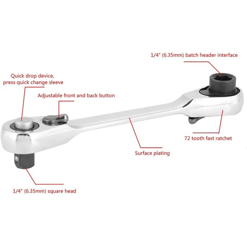 A53Q-1/4 дюйма мини-ключ с трещоткой 72 зубца приводной ключ храповым механизмом