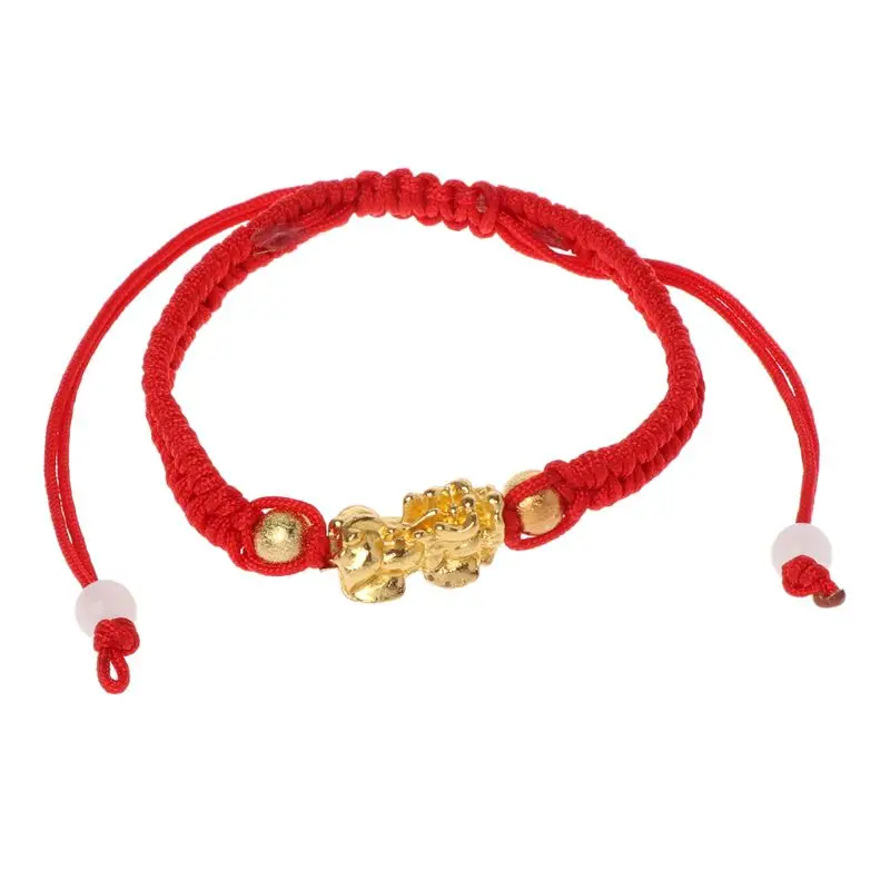 

Lucky Gold Pi Xiu Pendant Bracelet Chinese Feng Shui Red Bracelets Jewelry Gift