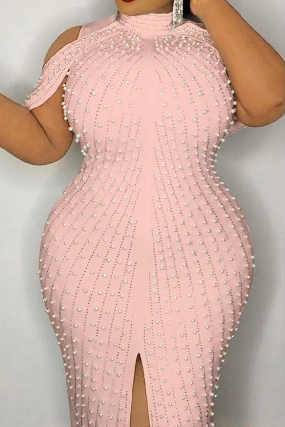 

2022 летние приталенные платья для женщин с круглым вырезом и бусинами, Классическая Женская одежда для работы и офиса, облегающая элегантная...