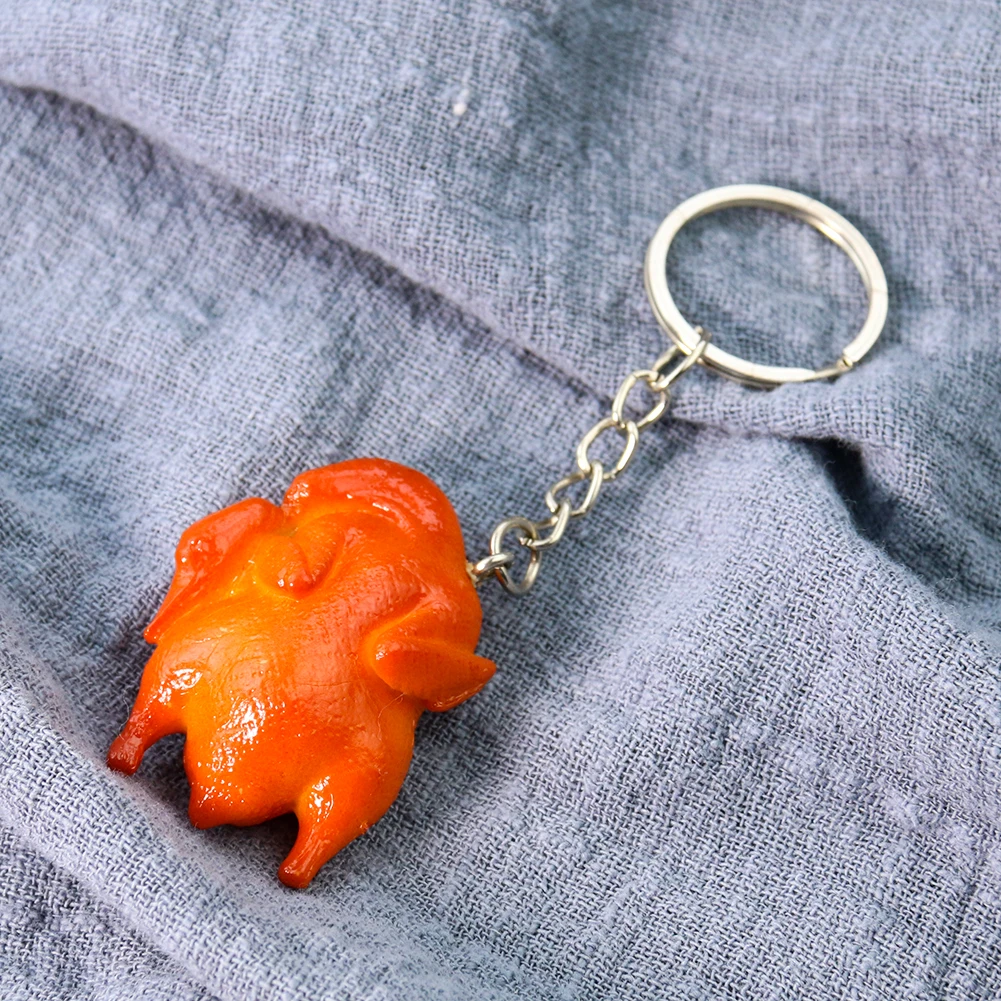 

3D Mini PVC Fast Food Keychain Roast Chicken Pendant Turkey Hanging Fun Toy Bag Purse Ornament Kids Toy Jewelry Festival Gift
