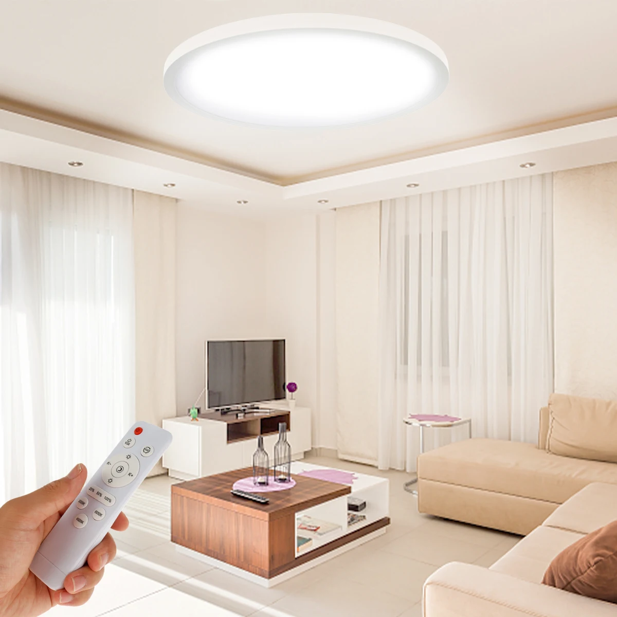 

L RGB Ceiling Light with Remote Control 11Inch 2350LM LED Flush Mount Ceiling Light Fixture 3000K-6000K Dimmable Modern Round