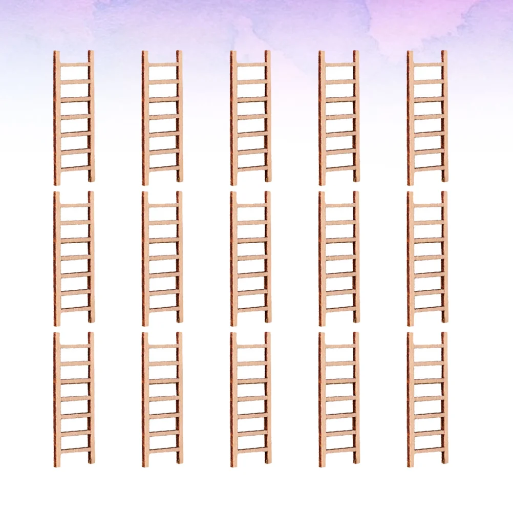 

15 PCS Wooden Ladder Decoration Fairy Figurines Stair Miniature Step Staircase Furniture Woodsy Crafts