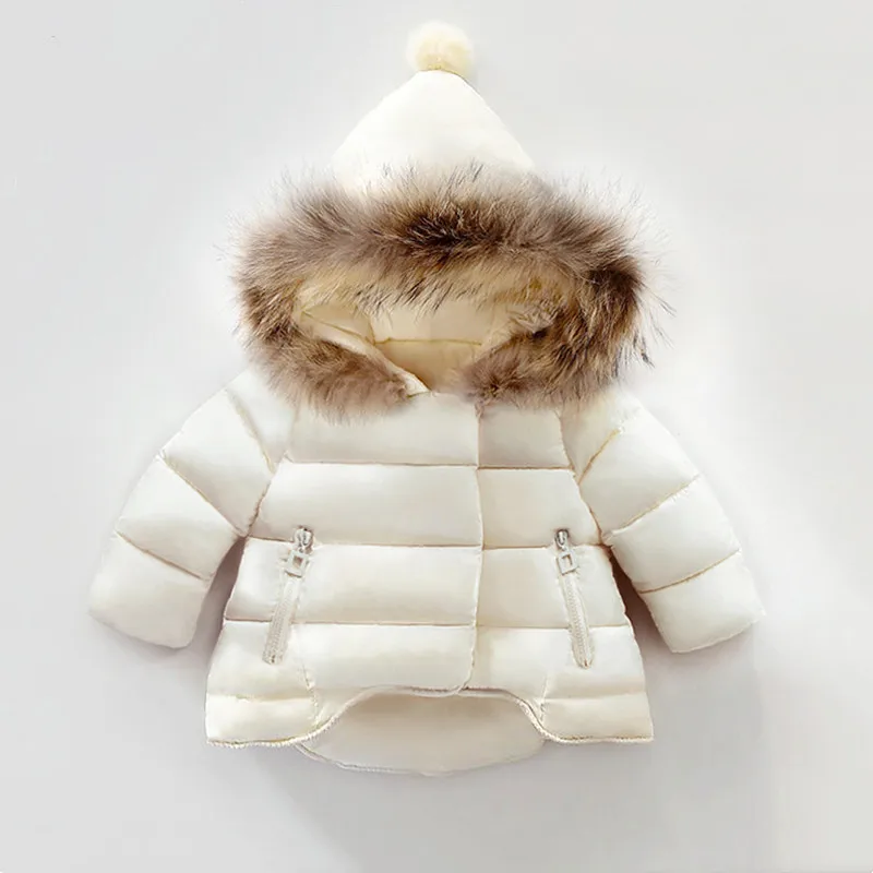 

2022 New Baby Girls Boys Cotton Jackets Winter Kids Thickening Warm Hooded Children Outerwear Coat White Black Red