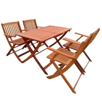 Patio Garden Teak Foldable Dining Table and Dining Chair Folding Chair and Portable Table Combo Indoor and Outdoor Universal