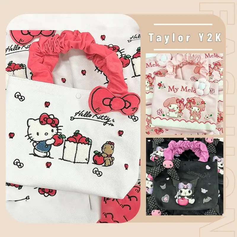 

Женская сумка аниме Cinnamoroll My Melody, сумка через плечо с вышивкой, модная Милая Портативная сумка через плечо Y2K для девушек