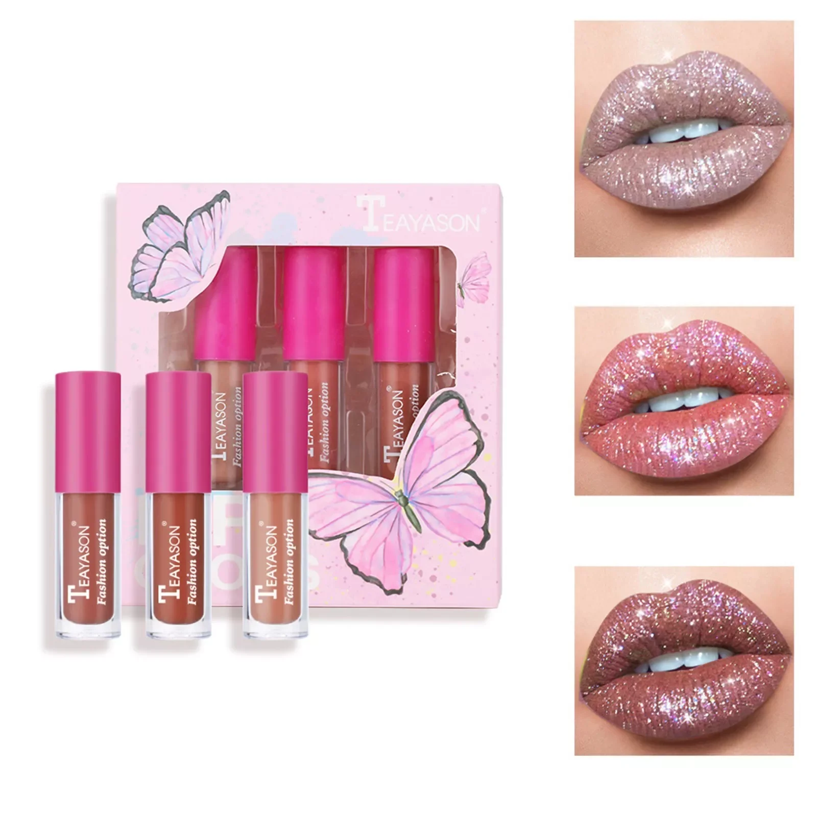 

NEW Lip Stick Lip Flash Inlaid 3 Non Liquid Boxed 6ml Waterproofs Cup Flash Oil Gloss Sets Metal With Diamond