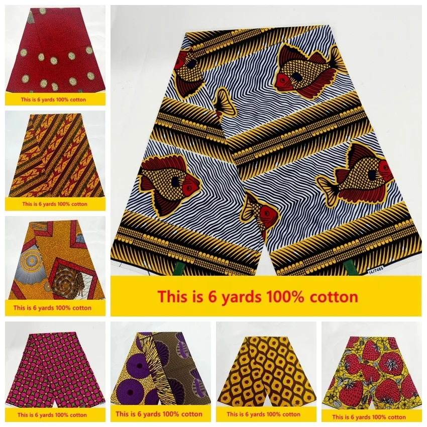 

Ankara Fabric African Real Wax Print For Dress 100% Cotton 2022 Ghana Pagne Wax Africain Loincloth African Ankara Fabric 6yard