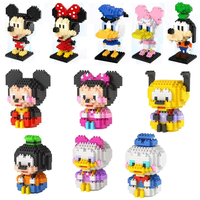 

Minnie Figure Mini Blocks Cartoon Mickey Bricks Q Anime Building Toy Juguetes Daisy Model Kids Gifts Girls Present Birthday