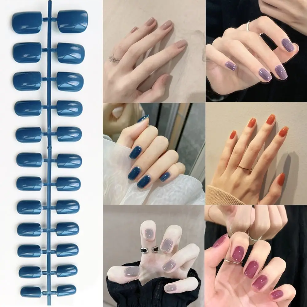 24 шт. новые съемные короткие накладные ногти с квадратной головкой ...