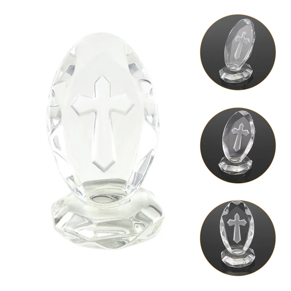 

Church Decor Outdoors Gifts Glass Tabletop Figurine Crystal Cross Standing Religious Catholic Statues Chrismas