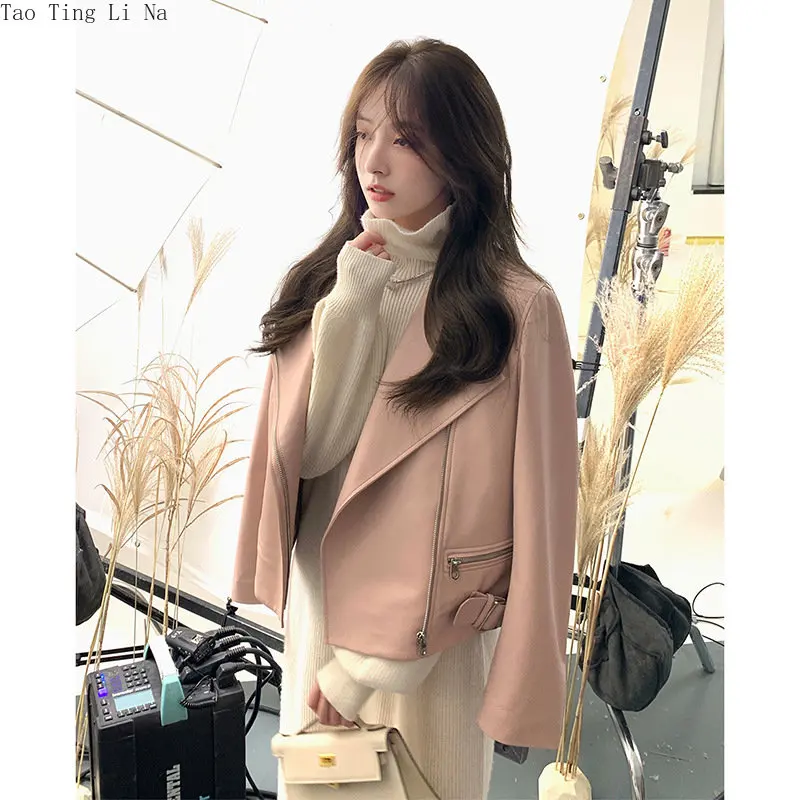 2023 Women New Spring Loose Casual Genuine Sheep Leather Jacket Real Sheepskin Leather Coat W16