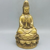 moehomes chinese copper handicrafts fengshui mercy goddess guan yin buddha statue vintage family decoration metal handicraft