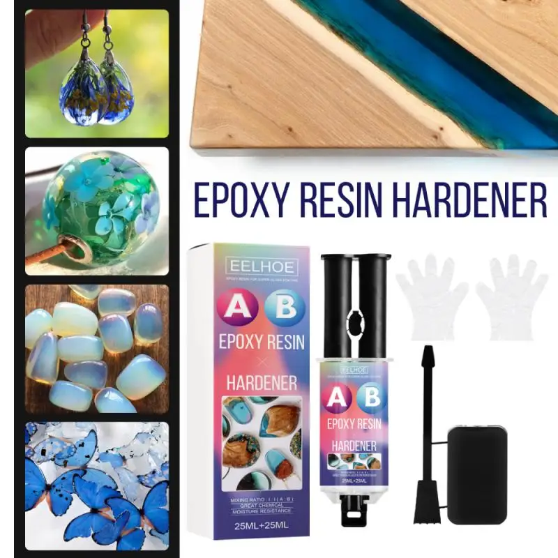 

UV Epoxy Resin Hardener Crystal AB Glue Jewelry Making DIY Manual Quick-drying High Adhesive Glue Accessories 25ml+25ml