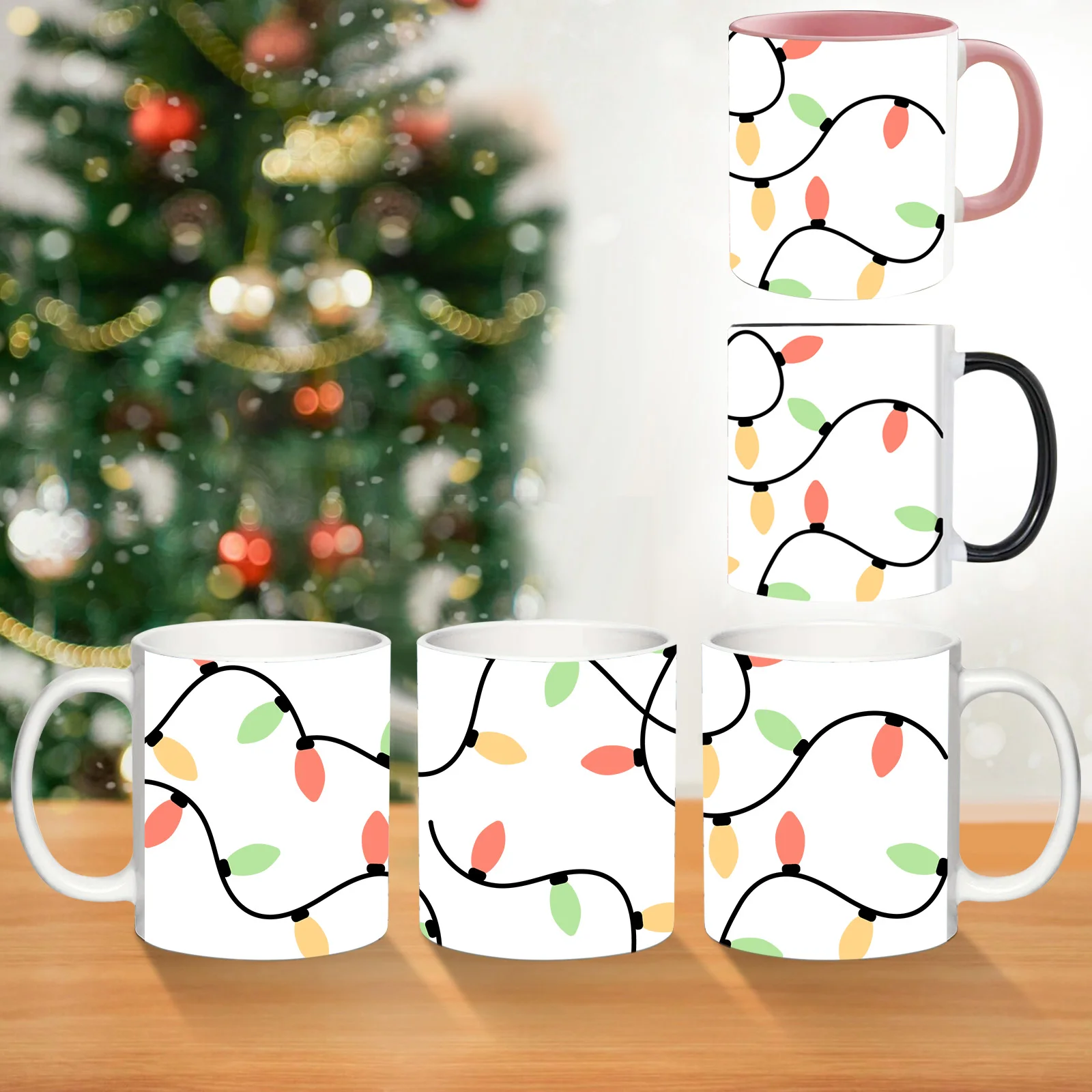 1 шт. цветные лампочки с 3d узором 11 унций керамическая кружка ручкой чайная