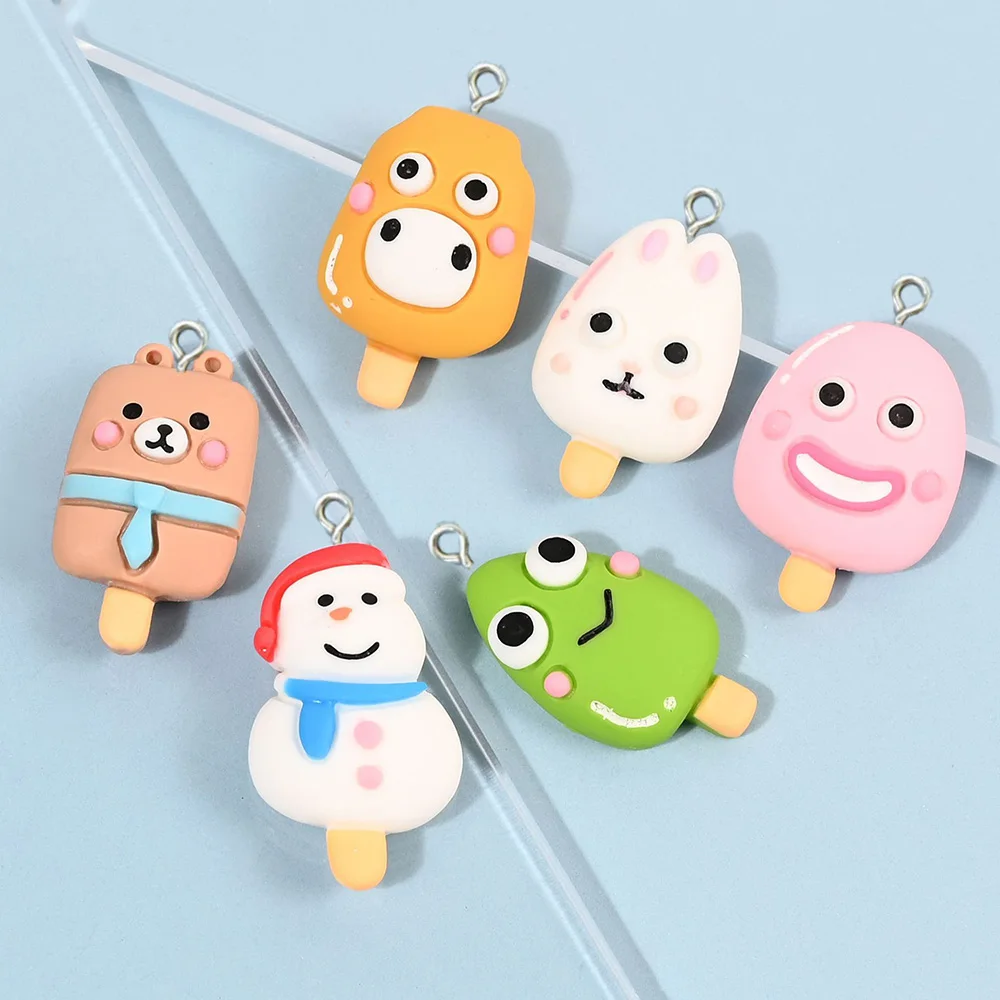 

10Pcs Christmas Cartoon Cute Ice Cream Resin Charms For Jewelry Making DIY Pendants Keychain Necklace Earrings Accessories