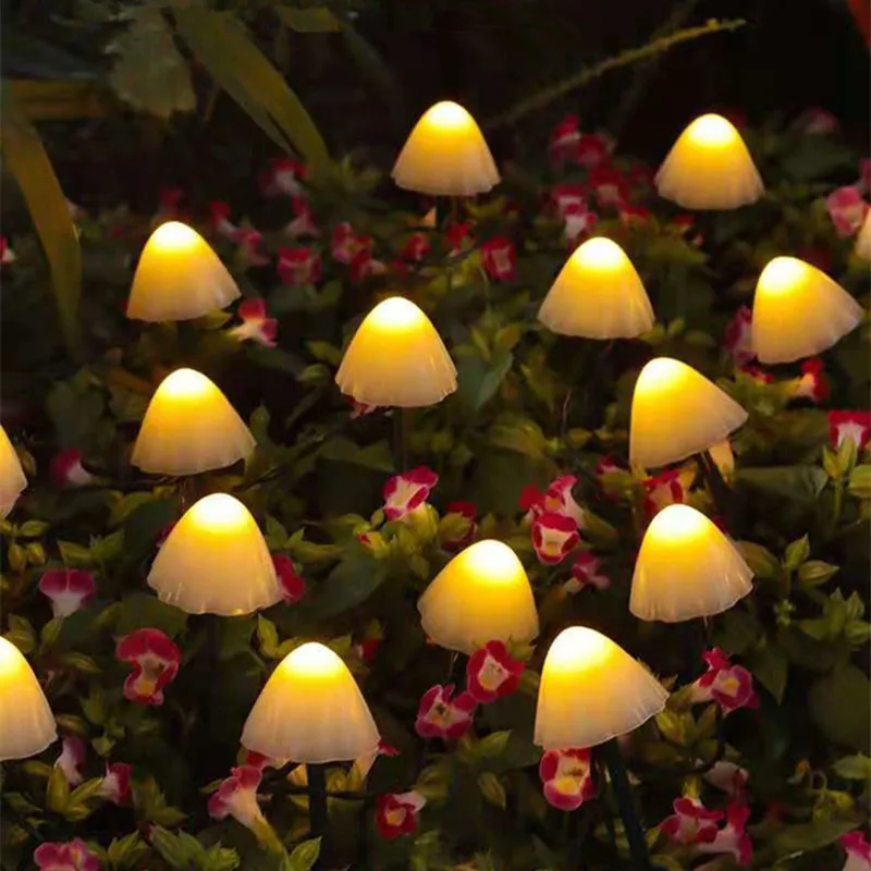 Solar Cute Mushroom Fairy Light Garlands Lighting Christmas Decoration Solar Garden Yard Patio Lawn Lamp Outdoor Waterproof Lamp