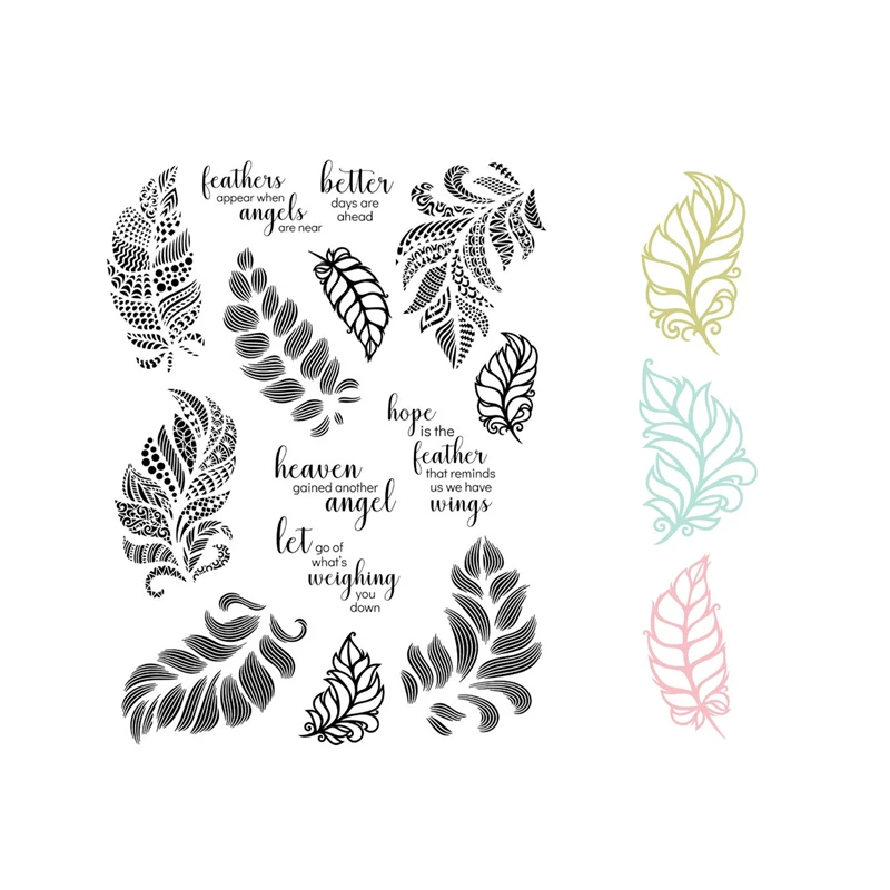 Новинка 2022 Модные прозрачные штампы и Вырубные с перьями для скрапбукинга