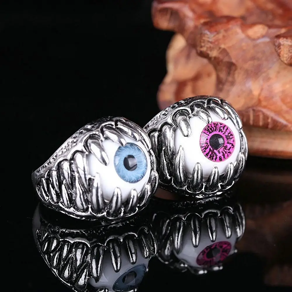 

Vintage Punk Evil Eye Ball Ring Dragon Claw Anime Skull Stainless Steel Ring for Men Gothic Hip Hop Fashion Finger Jewelry