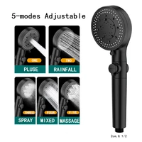 shower head 5 modes water saving adjustable high pressure shower one key stop water massage shower head for bathroom accessories