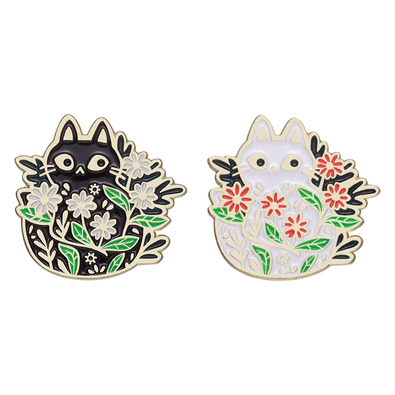 

Flower Cat Enamel Pins Lovely Potting Animals Accessories Custom Clothes Bag Hat Metal Jewelry Lapel Badge Wholesale Brooch